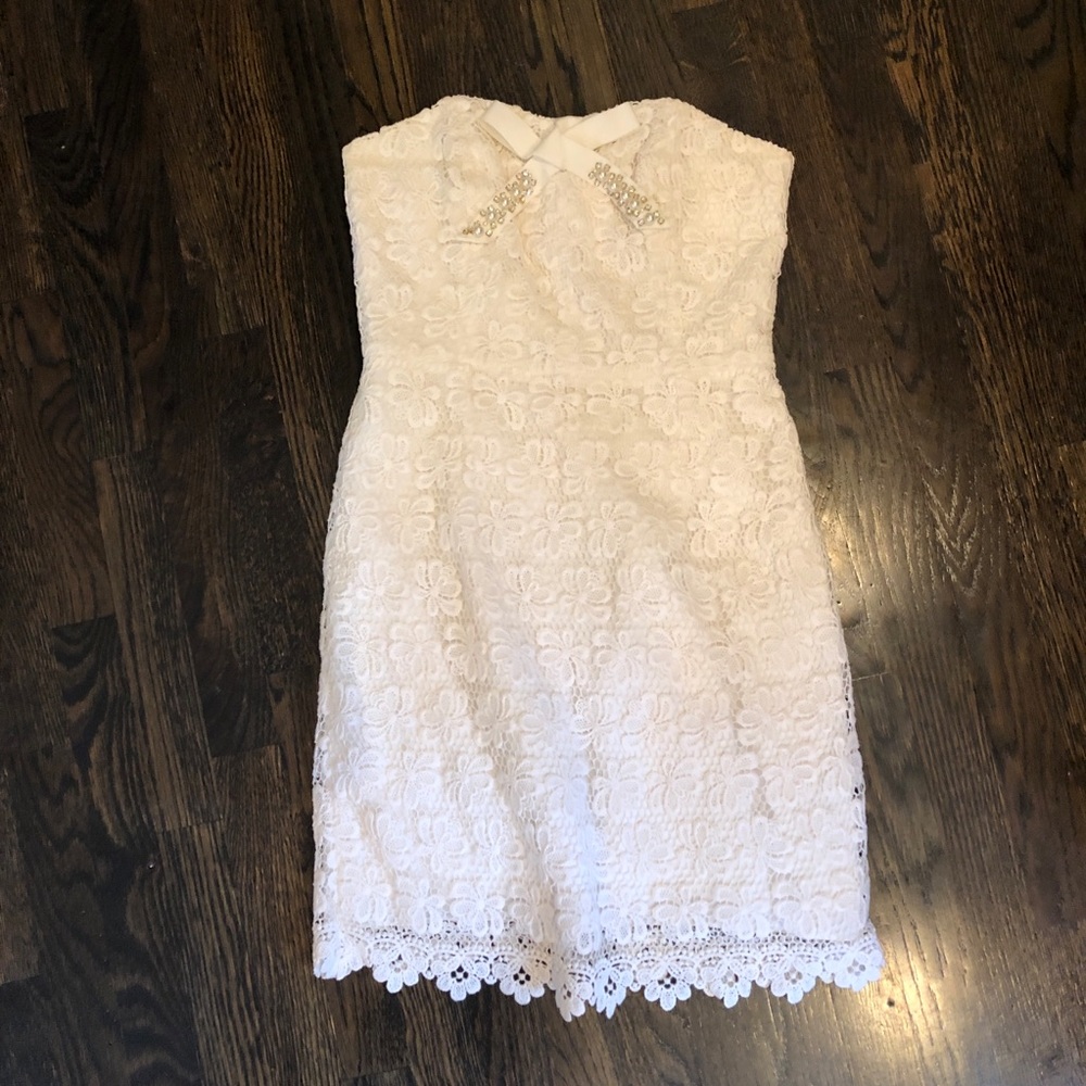 LILLY PULITZER White Strapless Dress